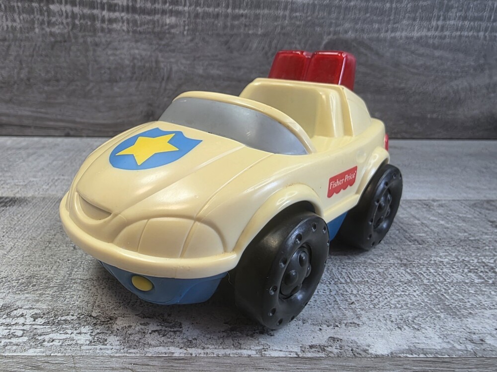 Vtg 2000 Little People POLICE CAR Toy Fisher Price 74888 Mattel b224
